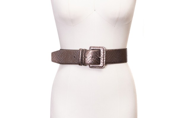  Concepts Snakeskin-Embossed Stretch Belt, Dark Gray, 34X16