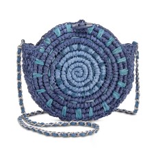 INC International Concepts Straw Circle HandBag Crossbody (Blue)