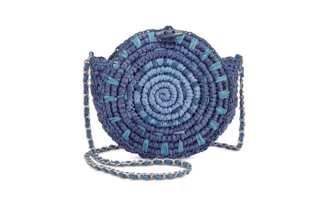 Straw Circle HandBag Crossbody (Blue)