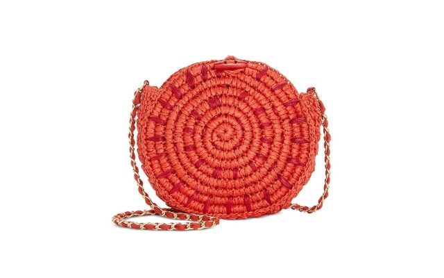 Straw Circle HandBag Crossbody (Red)
