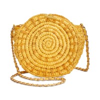INC International Concepts Straw Circle HandBag Crossbody (Yellow)