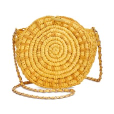INC International Concepts Straw Circle HandBag Crossbody (Yellow)