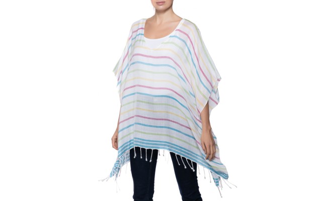 Concepts Striped Poncho Rainbow, One Size, Multi
