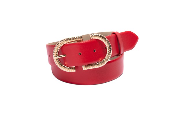  Textured Buckle Belts, wine, Small