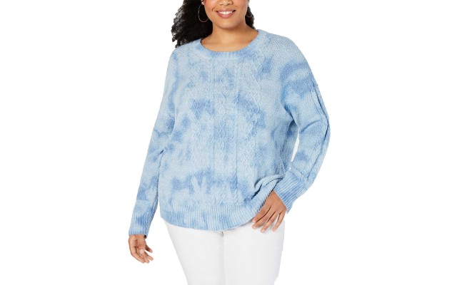  Woman’s Chunky Cable-Knit Sweater (Navy, 3X)