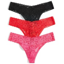 INC International Concepts Women s 3-Pk. Lace Thong Underwear, 2XL, Black/Pink/Red