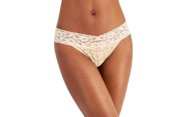  Women s Lace Thong Panties Underwear (Almond Latte, X-Large)