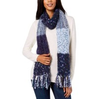 INC International Concepts Women’s Mixed Yarns Colorblocked Fringe Scarves, Navy