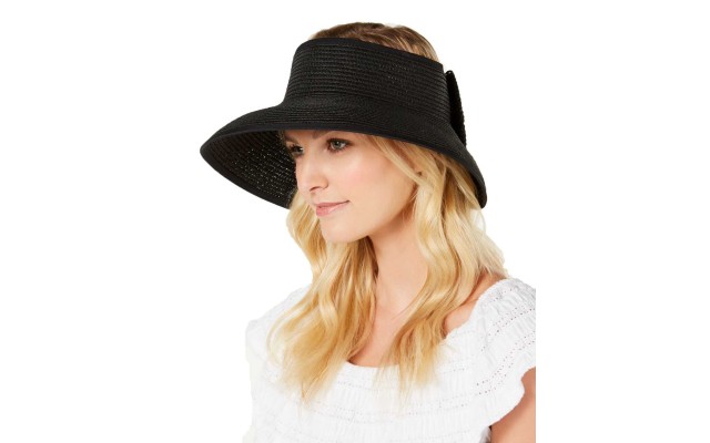  Women’s Bow Roll-Up Visor, Black