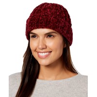 INC International Concepts Women’s Chenille Shine Beanie Hats, wine