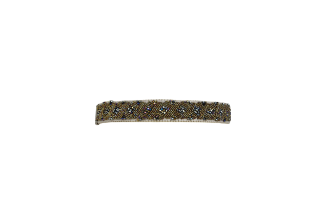  Women’s Clustered Beaded Stretch Belt, Gray, Medium/Large