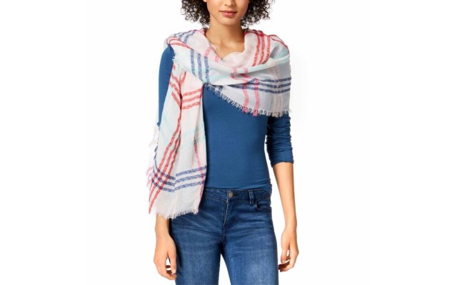 Womens Colored Up Plaid Wrap (Natural, One Size)
