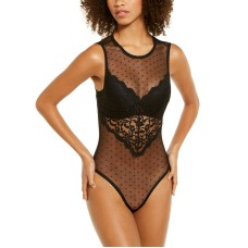 Inc International Concepts Womens Cupped Swiss Dot Lingerie Thong Bodysuit, Black, Medium