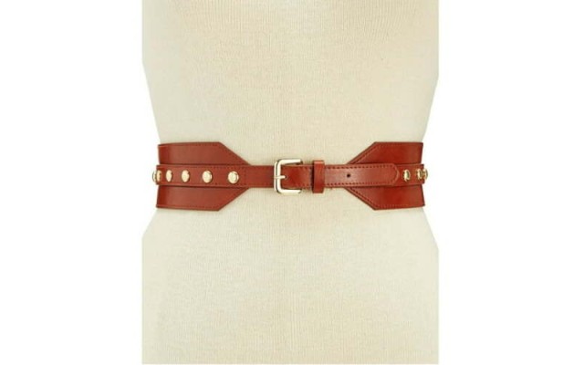  Women’s Domed Stud Stretch Belt (Cognac, Large/XLarge)