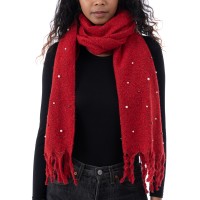 INC International Concepts Women’s Embellished Boucle Blanket Wrap, Red
