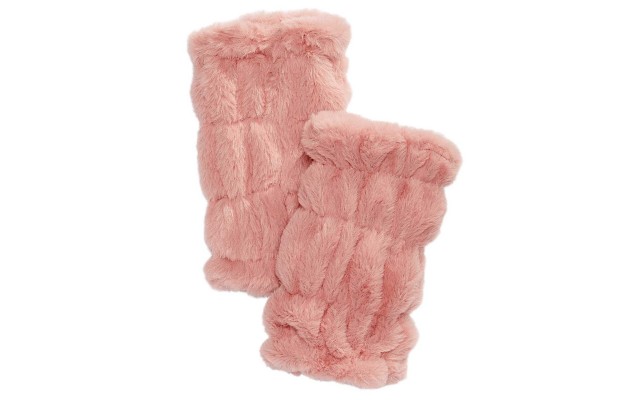  Women's Faux-Fur Fingerless Gloves, Blush