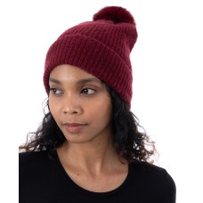 INC International Concepts Women’s Faux-Fur Pom Pom Beanie, Wine