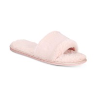 INC International Concepts Women’s Faux-Fur Slide Slippers, Pastel Pink, Medium