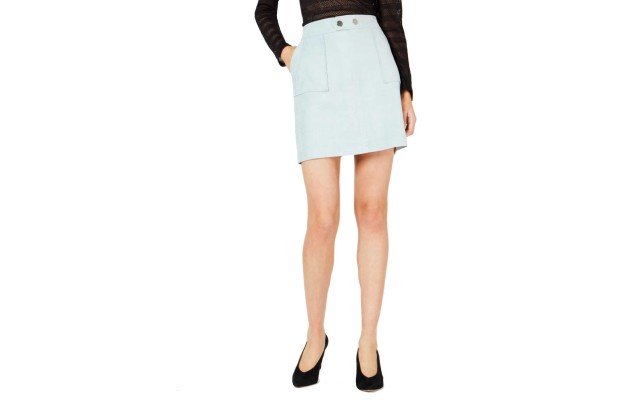  Women’s Faux-Suede Mini Skirts, Green Mist, Medium