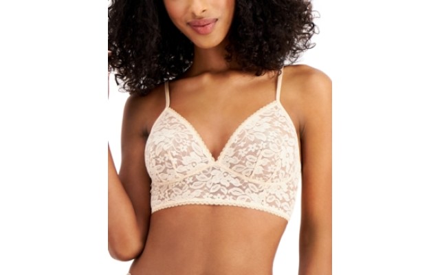  Women’s Lace Bralette Lingerie, Almond Latte, Small