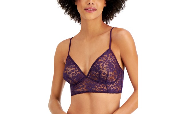  Women’s Lace Bralette Lingerie, Purple, Medium