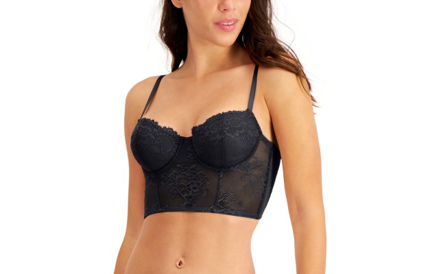  Women’s Lace Bustier Lingerie, Black, Large