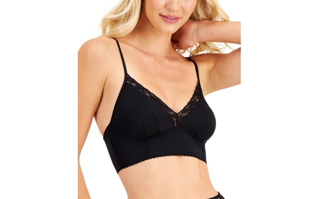  Women’s Lace-Trim Bralette, Black, Large