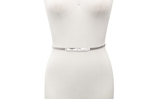 INC International Concepts Womens Metal Stretch Belt, Silver