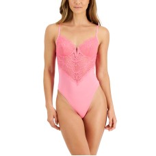 Inc International Concepts Womens Micro Lace Bodysuit, Pink, Small