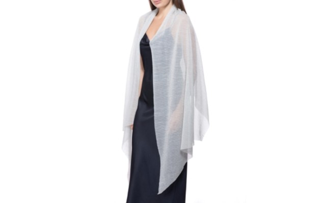  Womens Pleated Metallic Wrap, Silver
