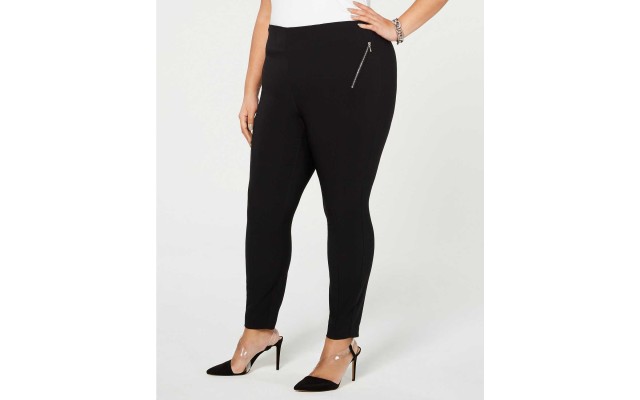  Women’s Plus Size Skinny Ponte-Knit Pants, Black, 16W