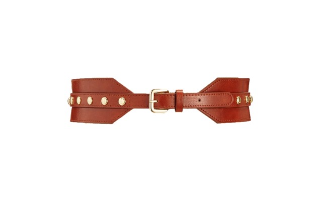  Womens Stud Stretch Belt (Cognac, M/L)