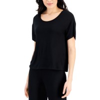 Inc International Concepts Womens Super-Soft Short Sleeve Top, Black, XXL