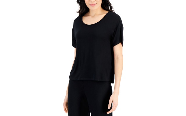  Womens Super-Soft Short Sleeve Top, Black, XXL