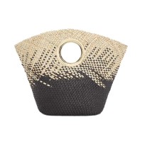INC International ConceptsStraw Open HandleHandBag  Tote (Black)