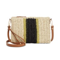 INC International ConceptsTropical Straw  Handbag Crossbody (Black/Beige)