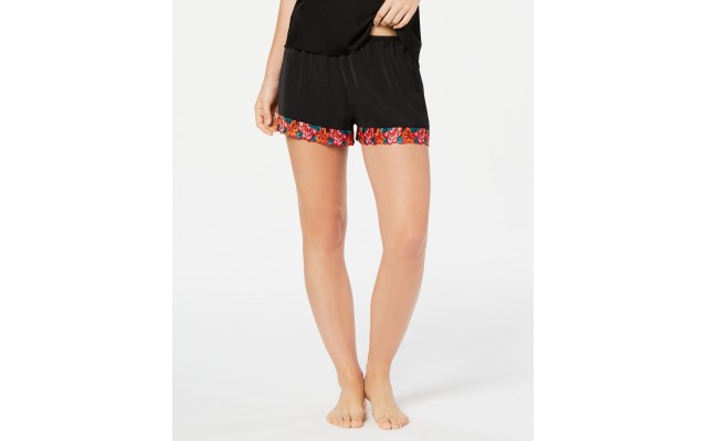 INC Intimates Black Embroidered Everyday Sleepwear Shorts Size: L