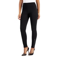 Inc Pearl-Edge Ponte-Knit Leggings, Black, X-Small