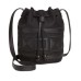 INC Womens Four Corners Faux Leather Embroidered Bucket Handbag, Black, Medium