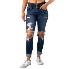 Indigo Rein Above Ankle Mid Rise Narrow Leg Jeans
