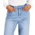  Womens Raw-Hem Wide-Leg Jeans, Light Blue/32