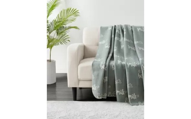  Novelty Print Fleece Throw, 50×60, Green