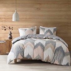 Ink+Ivy Alpine 3 Piece Cotton Chevron Print Duvet Cover Mini Set, Full/Queen, Pink