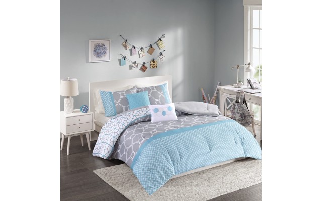  Teal/Gray Sarah Comforter Set Twin/Twin XL 4pc