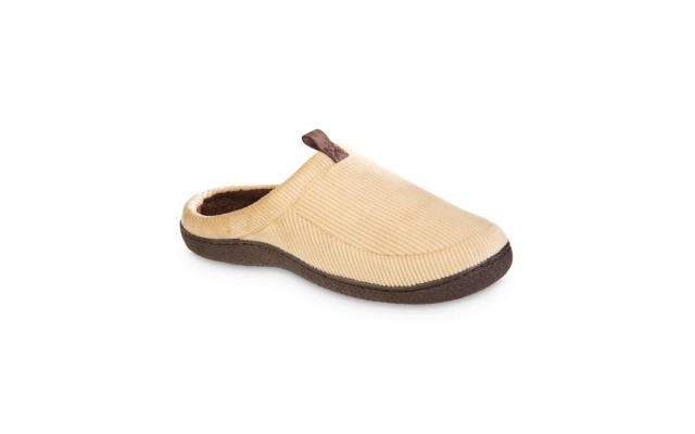  Men’s Corduroy Hoodback Slipper, Pebble, Large