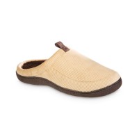Isotoner Men’s Corduroy Hoodback Slipper, Pebble, Medium