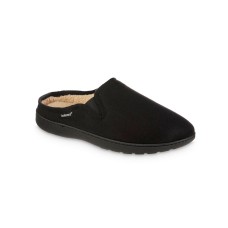 Isotoner Mens Faux Suede Slip On Slide Slippers Black, 13-14 XX-Large