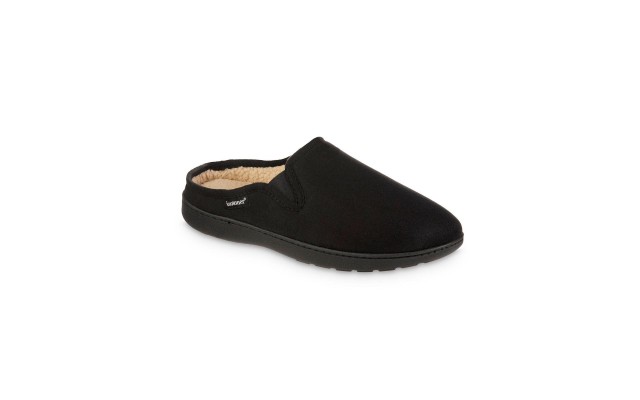  Mens Faux Suede Slip On Slide Slippers, Black, 9.5-10.5 Large