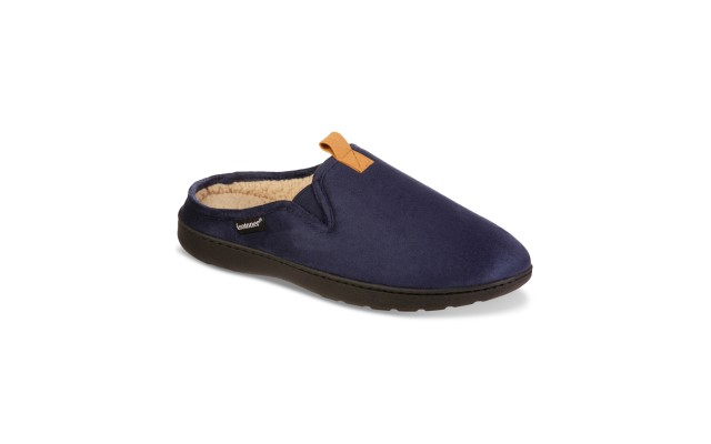  Mens Faux Suede Slip On Slide Slippers Navy, X-Large