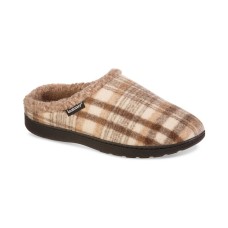Isotoner Mens Flanel Indoor/Outdoor Slide Slippers, Taupe, 11-12 X-Large